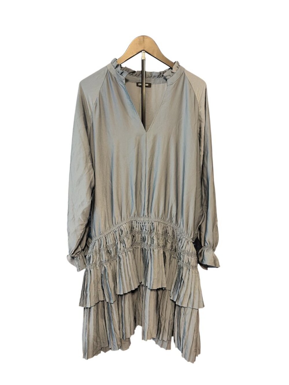 Express Women's XL Light Blue Ruffled Dress